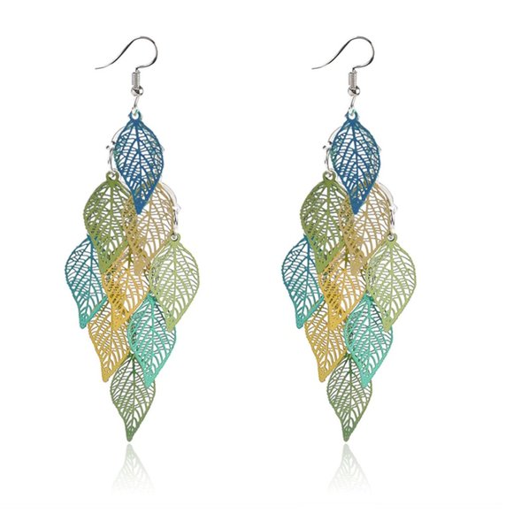 Green Leaf Earrings - Picture 4 of 8
